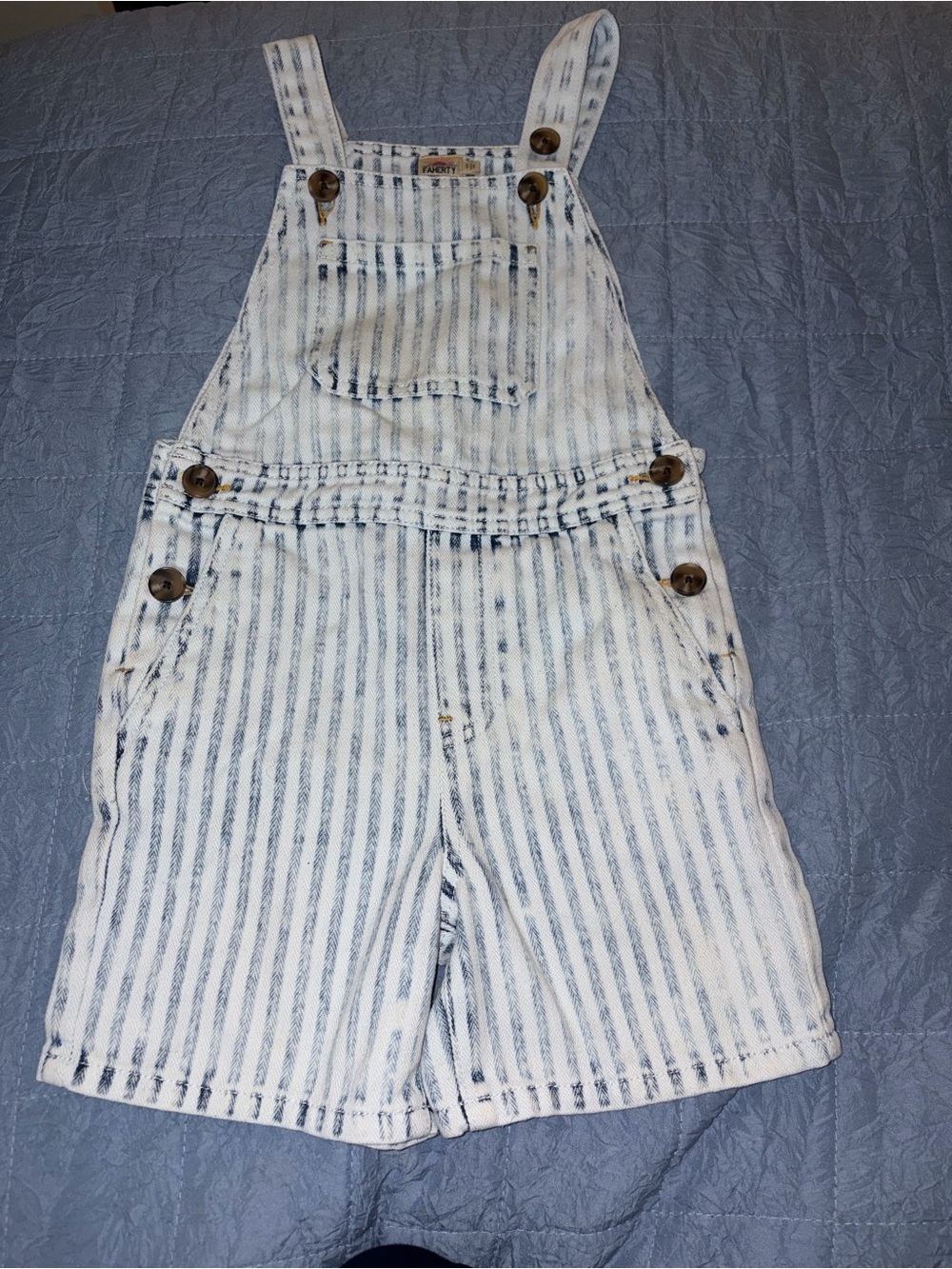 Kids Unisex Big Kid Faherty Topsail Railroad Stripe Shortalls Overall Sz 5